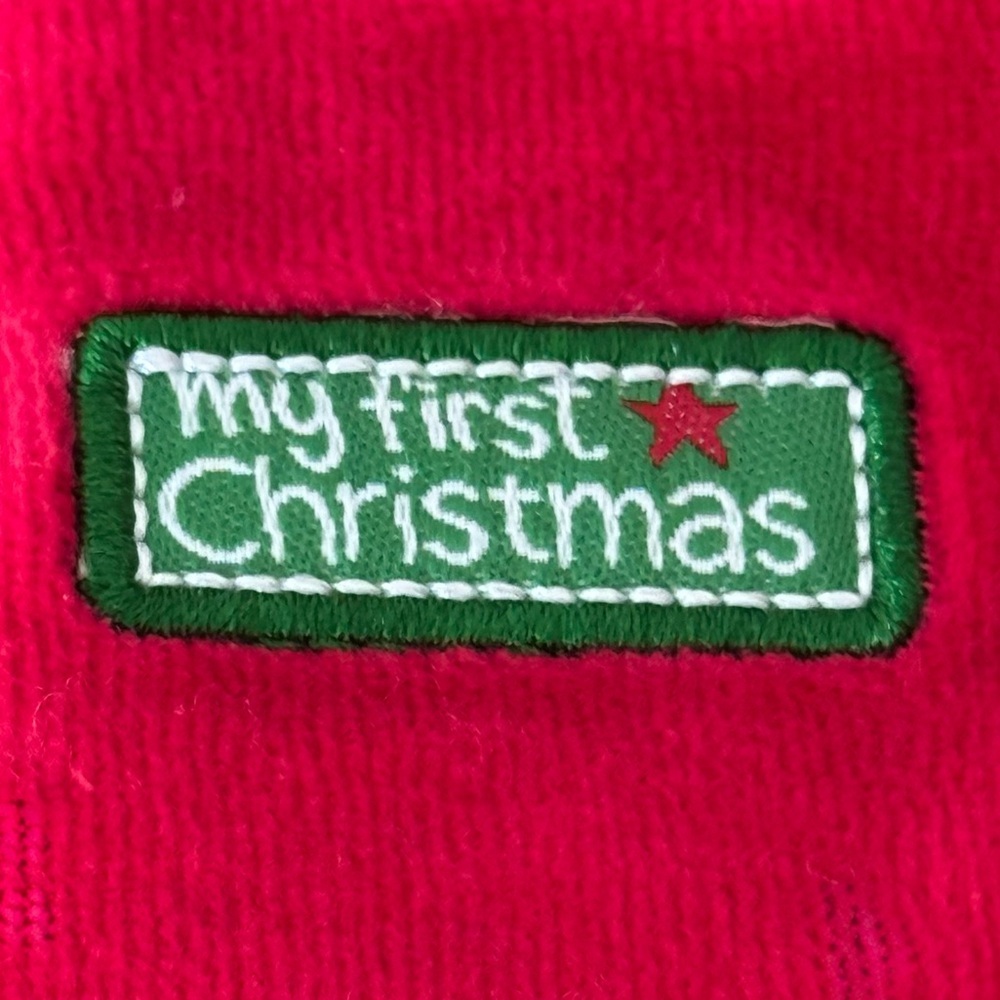 Little Me My First Christmas Size 3M Appliqué Santa Velour One Piece Footie - Picture 5 of 5